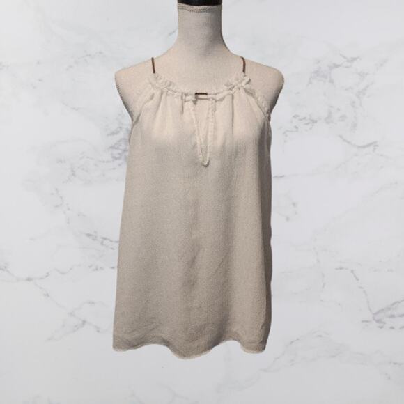 Mango MNG Casual Flowy Lined Top Ivory Braided straps Med/LG - Picture 2 of 4